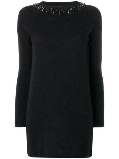 Pinko Embellished Knitted Dress In Black