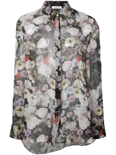 Adam Lippes Sheer Floral Blouse In Black