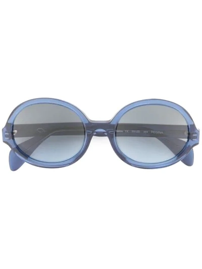Oscar De La Renta Regina Round Frame Sunglasses In Blue