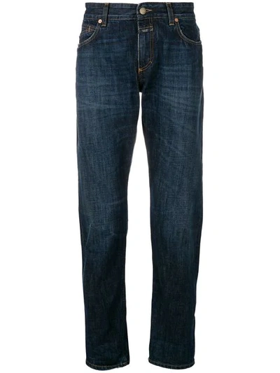 Closed Faded Straight Leg Jeans In Blue