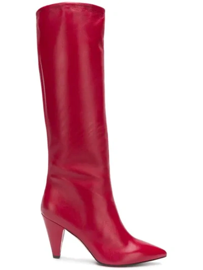 The Seller Mid-calf Heeled Boots - Red