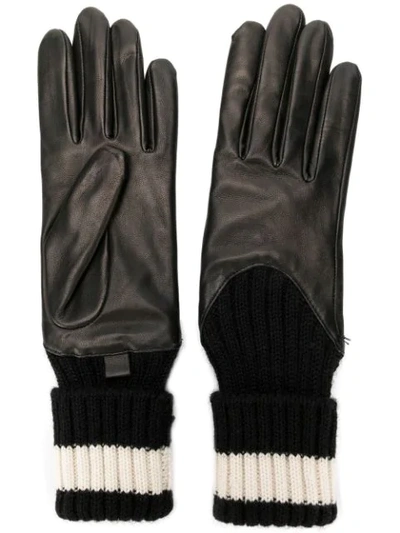 Agnelle Ribbed Detailed Gloves - Black