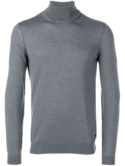 Hugo Boss Turtleneck Knit Sweater In Grey