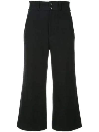 Margaret Howell Cropped Flared Trousers In Blue