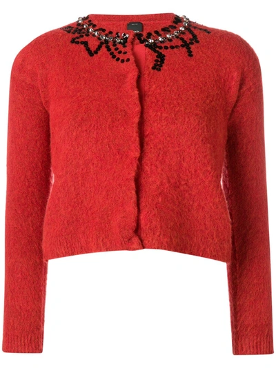 Pinko Sequin Embellished Knit Top In Red