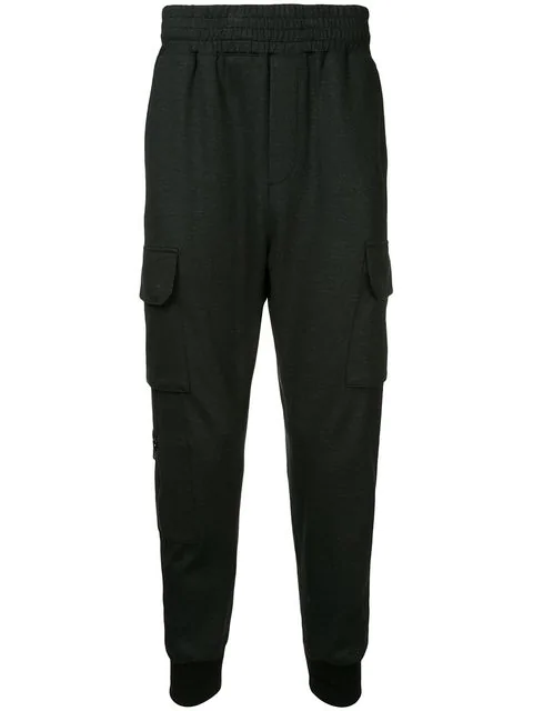 black tapered cargo trousers