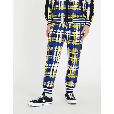 Taakk Checked Stretch-jersey Jogging Bottoms In Blue
