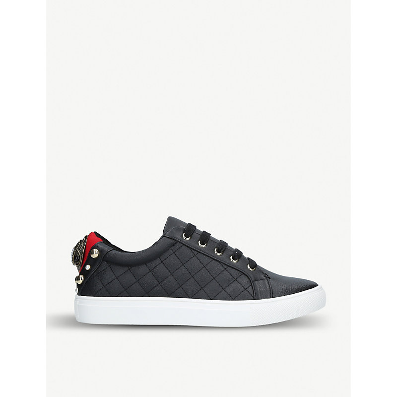 Kurt Geiger London Ludo Eagle-Embellished Quilted-Leather Trainers In Black | ModeSens