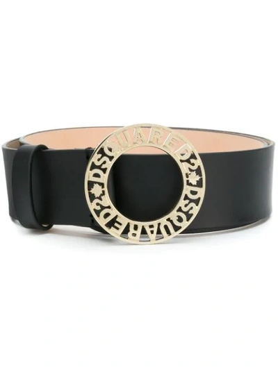 Dsquared2 Perforated Logo Buckle Belt In Black