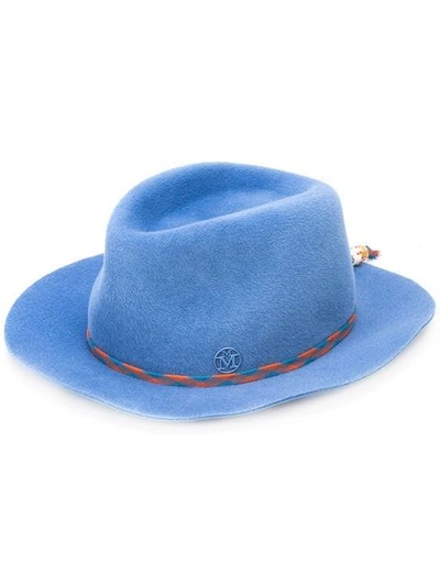 Maison Michel Faux Fur Fedora Hat In Blue