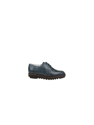 Dolce & Gabbana Laced Woven Leather Shoes In Night Blue