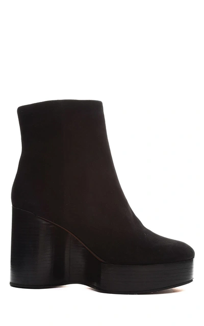 Robert Clergerie Belen Sculptural-wedge Suede Ankle Boots In Nero