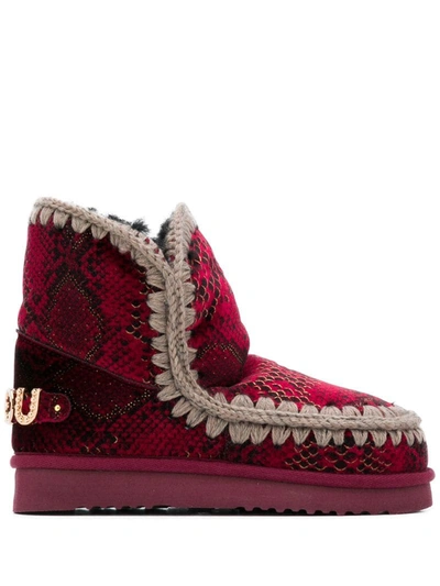 Mou Eskimo Burgundi Wool & Velvet Sneakers Boots