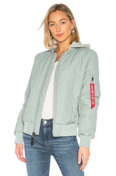 Alpha Industries Ma-1 Natus Quilted Flight Jacket In Silver Blue