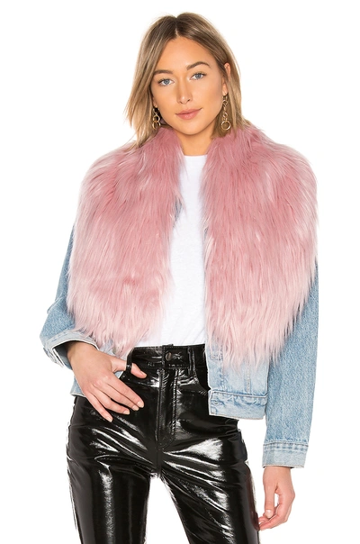 Charlotte Simone Flossy Faux Fur Scarf In Soft Pink