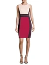 Calvin Klein Colorblock Sleeveless Sheath Dress In Blush Rose