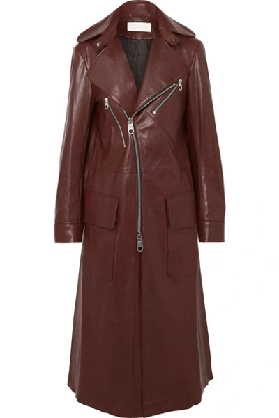 Chloé Leather Coat In Brown