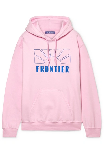 Paradised Printed Cotton-blend Fleece Hoodie In Baby Pink