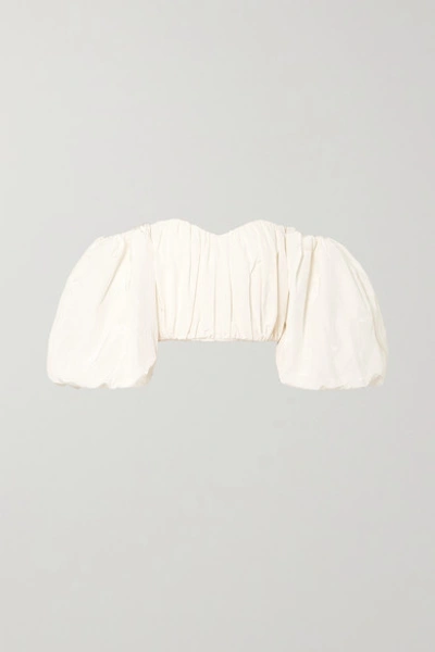 Ellery Lady Chatterley Off-the-shoulder Cotton-blend Moire Top In Ivory