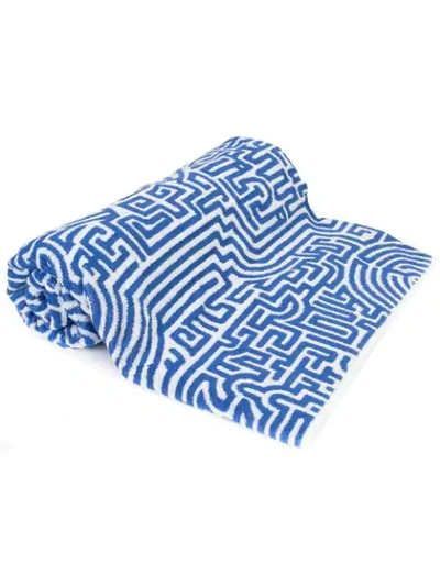 John Elliott Geometric Print Beach Towel - Blue