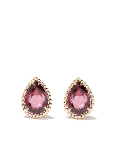 Boucheron 18kt Rose Gold Serpent Bohème Rhodolite S Motif Teardrop Stud Earrings