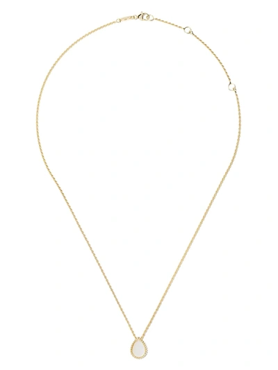 Boucheron 18kt Yellow Gold Serpent Bohème Mother-of-pearl S Motif Teardrop Pendant Necklace In Yg