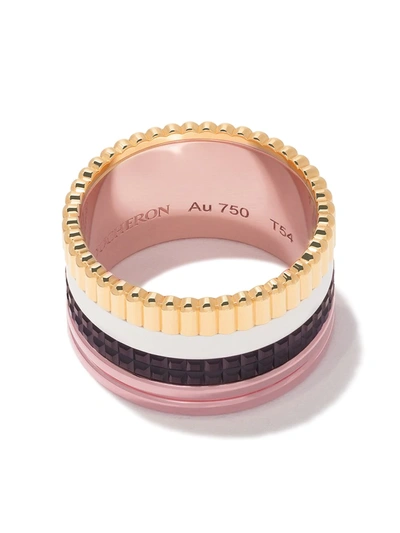 Boucheron 18kt Yellow, Rose, And White Gold Quatre Classique Large Ring In 3g