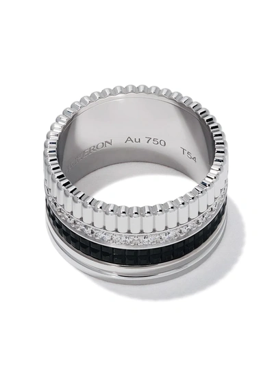 Boucheron Quatre Large Ring In White Gold With Diamonds And Black Pvd In Wg
