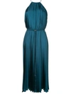 Tibi Mendini Twill Pleated Dress - Blue