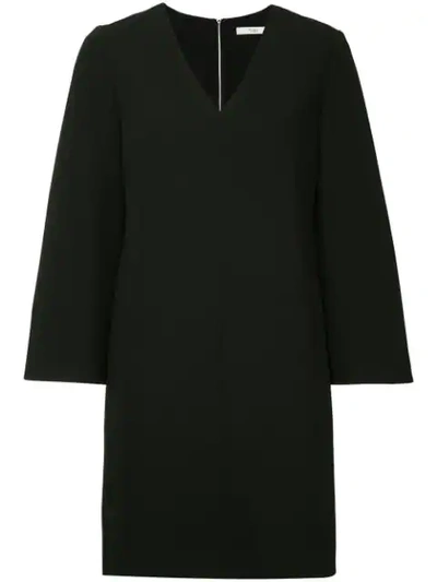 Tibi Crepe V-neck Dress In Black