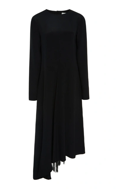 navy blue dress for baby girl Caroline Rose Taylor Crepe Split Mandarin Collar 3/4 Sleeve A-Line Dress main image 0