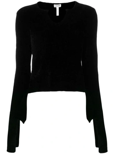 Loewe Asymmetric Knitted Sweatshirt In Black