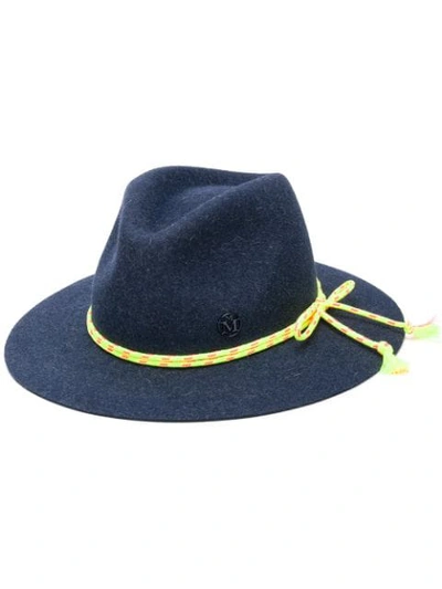 Maison Michel Rope Trim Fedora Hat In Blue
