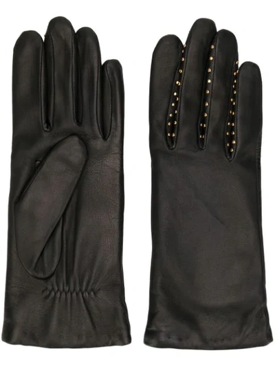 Agnelle Studded Leather Gloves In Black