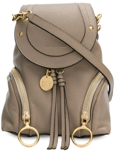 See By Chloé Olga Grained-leather Backpack In Grey