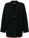 Dsquared2 Chunky Buttoned Cardigan In Black/red|nero