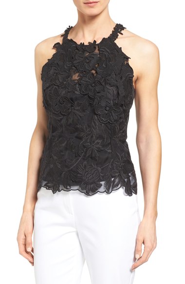Kobi Halperin 'evelyn' Sleeveless Embroidered Lace Blouse In Black ...