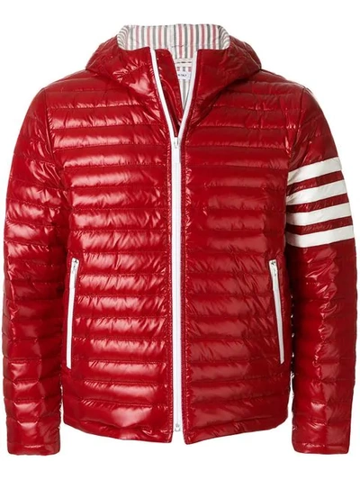 Thom Browne 4-bar Stripe Satin Finish Quilted Down-filled Tech Jacket In Red