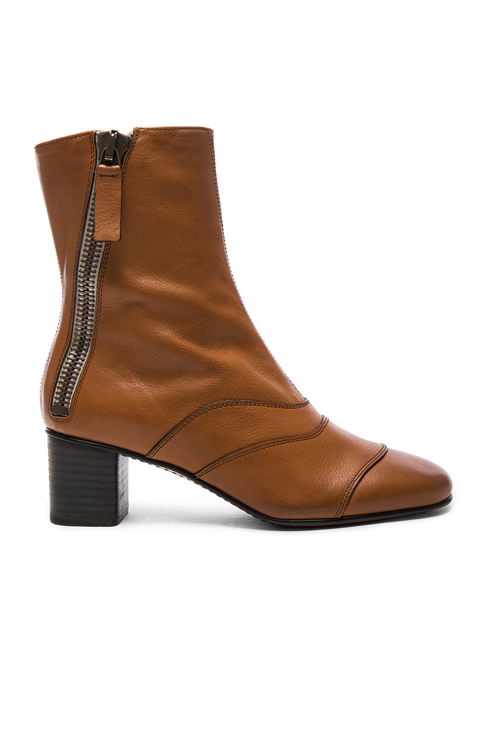 Chloé Leather Lexie Low Boots In Tan | ModeSens