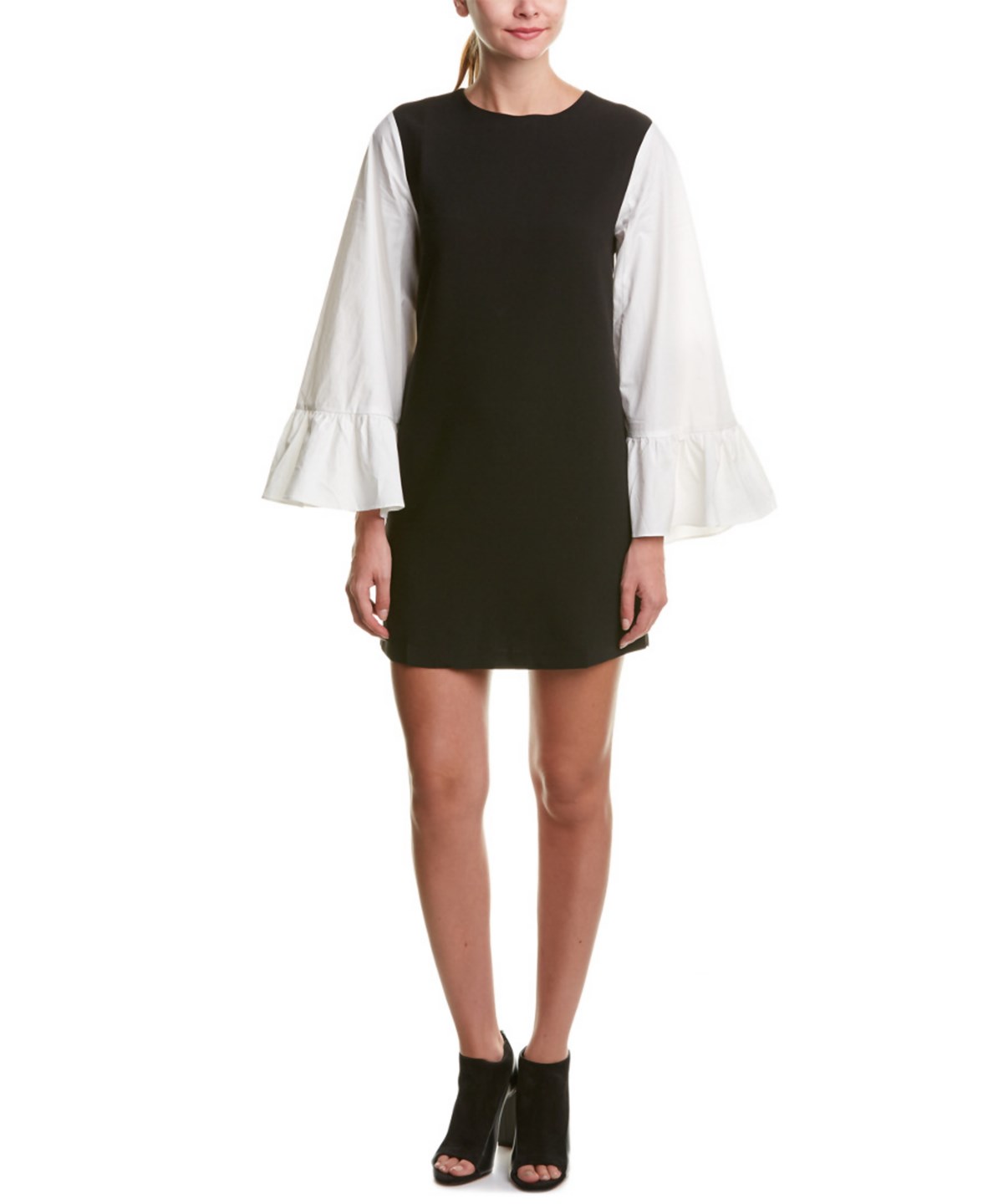 English Factory Bell-Sleeve Shift Dress In Black | ModeSens