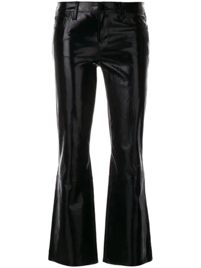 J Brand Selena Cropped Bootcut Leather Jeans In Nero