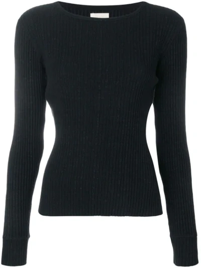 Simon Miller Slim Fit Ribbed Knit Sweater In Black
