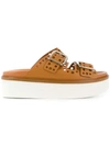 Tod's Punched Hole Double Strap Platform Sandals In S002 Brown
