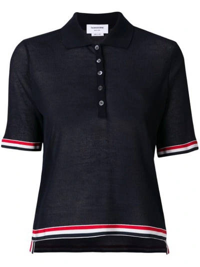 Thom Browne Knitted Polo In Blue