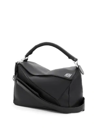 Loewe Puzzle Medium Leather Shoulder Bag In Black