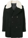 Neil Barrett Fur Collar Double Breasted Coat - Black