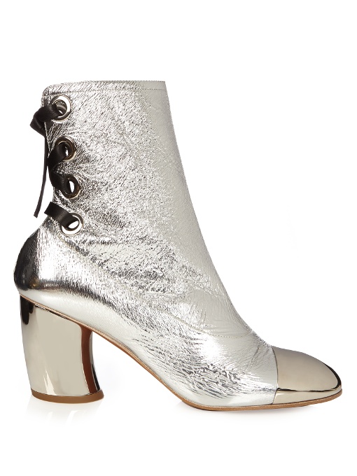 Proenza Schouler Leather Curved Heel Ankle Boots In Silver | ModeSens