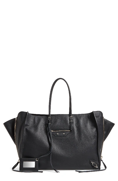 Balenciaga Papier A4 Zip Around Leather Tote In 1000 Noir