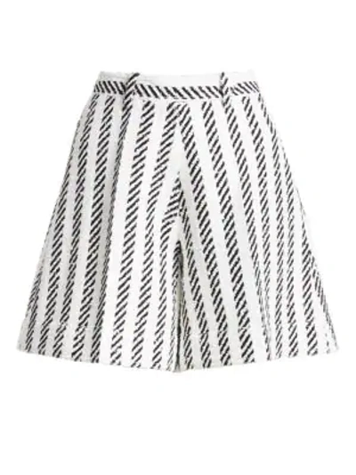 Oscar De La Renta Matching Stripe Skirt Shorts In White Black