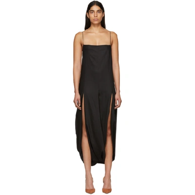 Jacquemus Side Slit Jersey Maxi Dress In Black